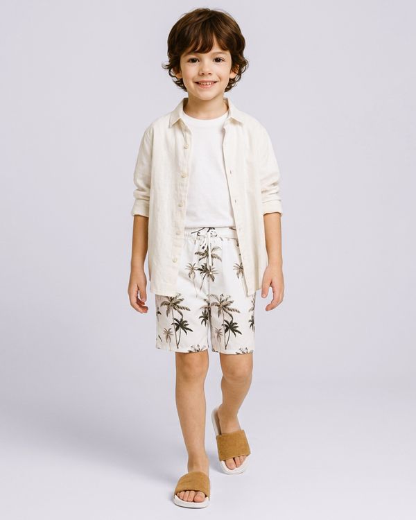 Bermuda Juvenil Surf Estampa Coqueiros Off White 14