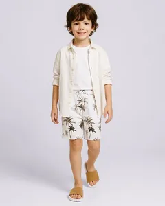 Bermuda Juvenil Surf Estampa Coqueiros Off White 16