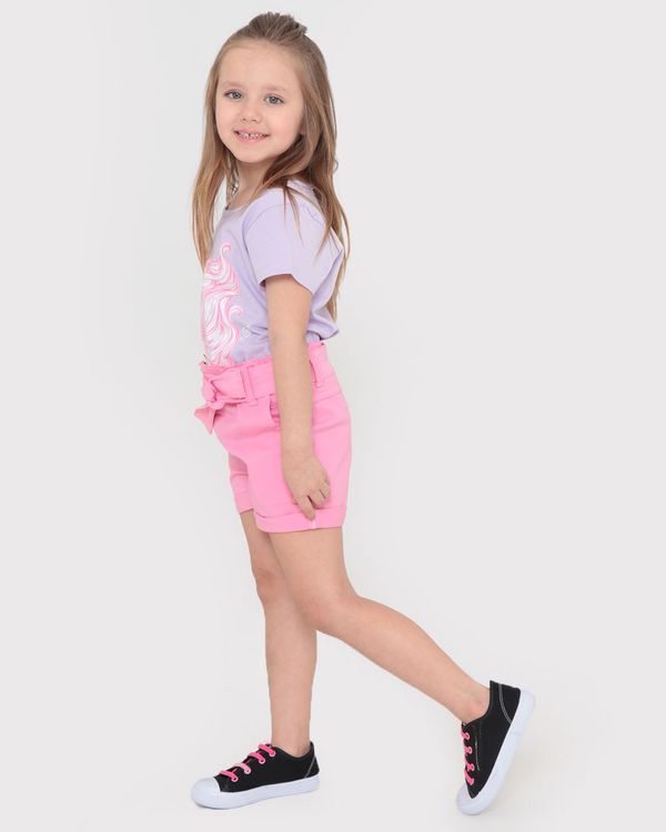 Short Sarja Infantil Liso Clochard Rosa 6