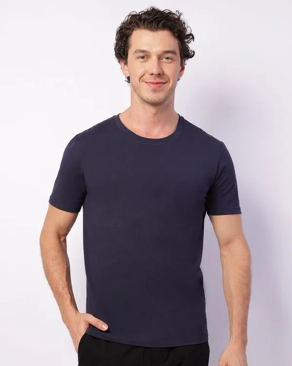 Camiseta Masculina Manga Curta Básica Marinho P