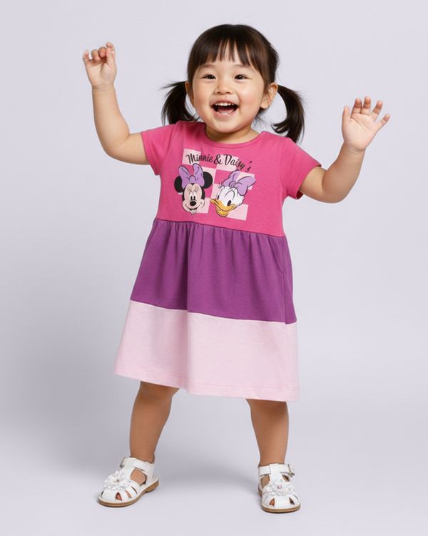 Vestido Bebê Curto Disney Minnie E Margarida Três Marias Rosa 3
