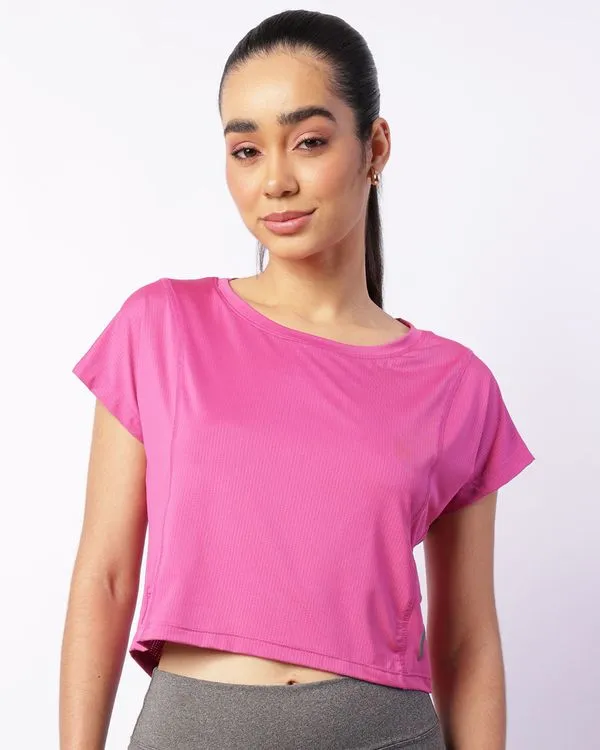 Blusa Fitness Feminina Fitter Cropped Tela Rosa GG