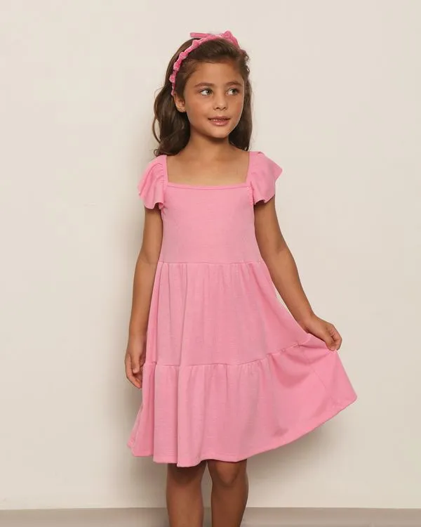 Vestido Infantil Regata Com Babados Três Marias Rosa 8