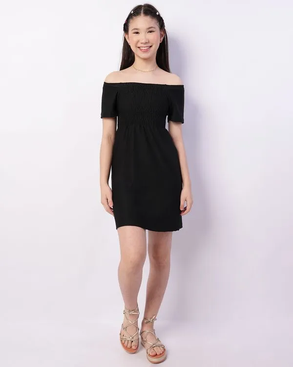 Vestido Juvenil Curto Ciganinha Lastex Preto 14