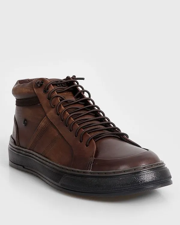Bota Masculina Democrata Couro Denim City Marrom 44
