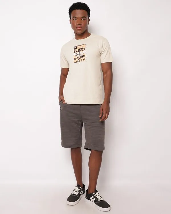 Bermuda Masculina Reta Canelada Bolsos com Zíper Selado Cinza M