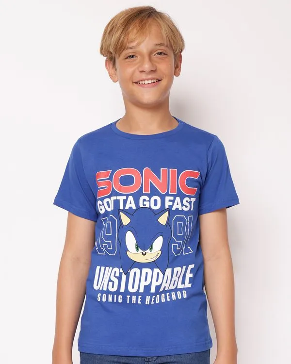 Camiseta Juvenil Algodão Estampa Sonic Azul 8