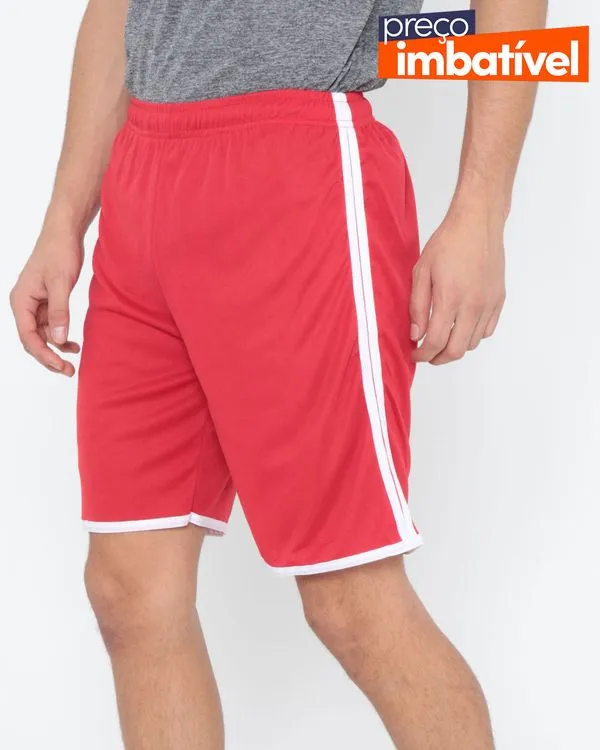 Bermuda Esportiva Masculina Listras Vermelho Escuro G
