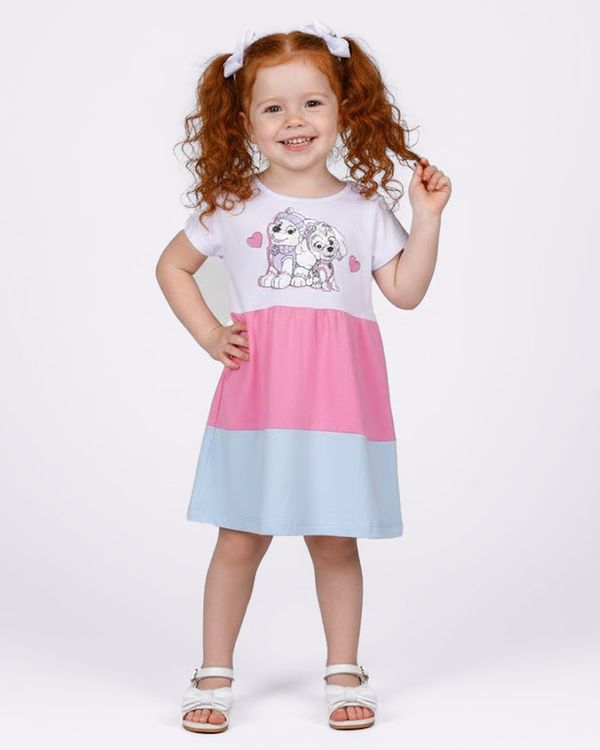 Vestido Bebê Algodão Três Marias Patrulha Canina Skye Everest Branco 3