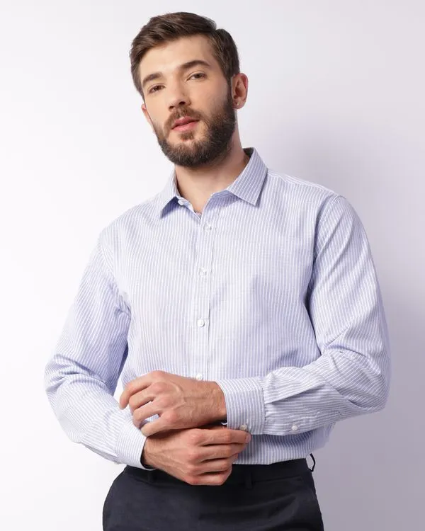 Camisa Masculina Social Manga Longa Listrada Azul 5