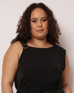 Regata Plus Size Feminina Texturizada Aviamento Preta G3