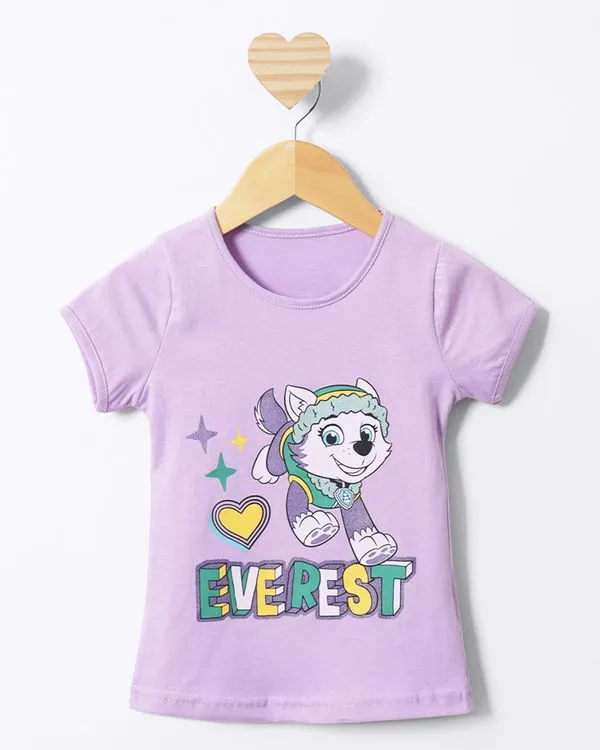 Camiseta Bebê Manga Curta Patrulha Canina Everest Lilás 2