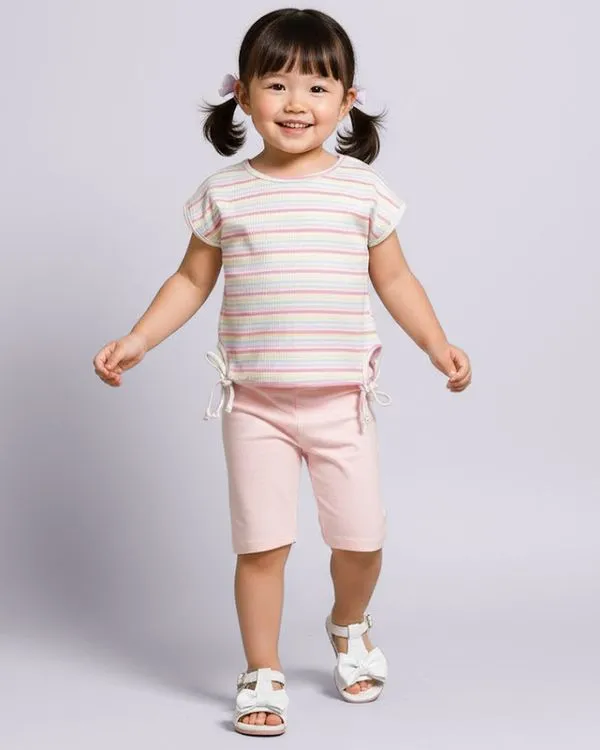 Blusa Bebê Ribana Amarração Listrada Branca 3