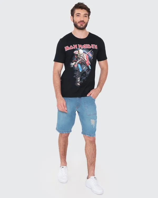 Bermuda Jeans Masculina Destroyed Azul 38
