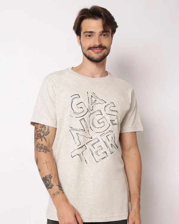 Camiseta Masculina Gangster com Estampa Cinza GG