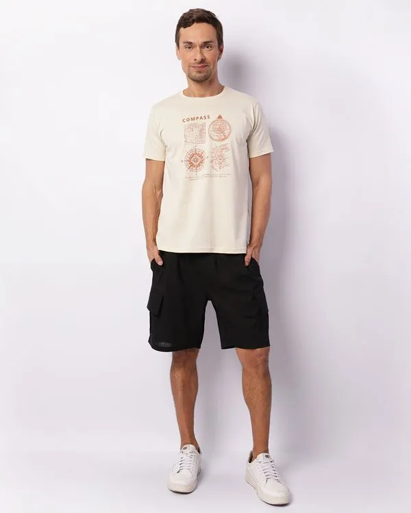 Bermuda Masculina Reta Bolso Cargo Preta M