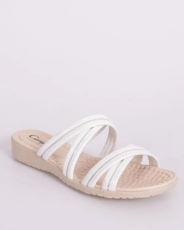 Sandália Feminina Rasteira Conforto Campesí Tiras Cruzadas Branca 39