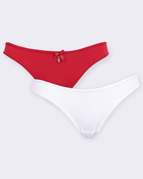 Kit 2 Calcinhas Feminina Fio Duplo Branca E Vermelha P