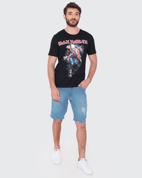 Bermuda Jeans Masculina Destroyed Azul 44