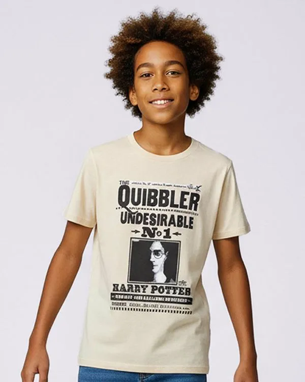 Camiseta Juvenil Algodão Harry Potter Manga Curta Bege 16