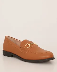Mocassim Feminino Loafer Com Bridão Marrom 36
