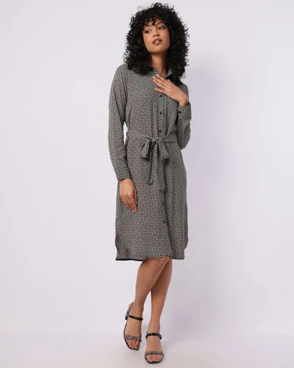Vestido Feminino Chemise Curto Berry & Co. Estampado Preto M