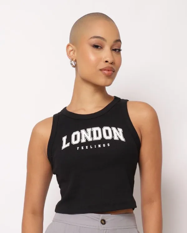 Regata Feminina Cropped Algodão Canelada Preta M