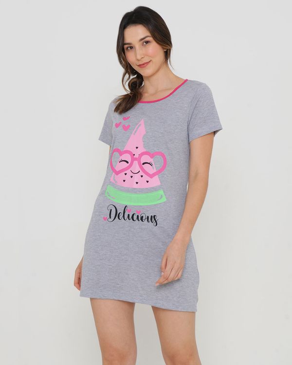 Camisola Manga Curta Estampa Melancia Cinza M