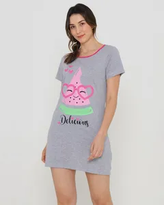 Camisola Manga Curta Estampa Melancia Cinza M
