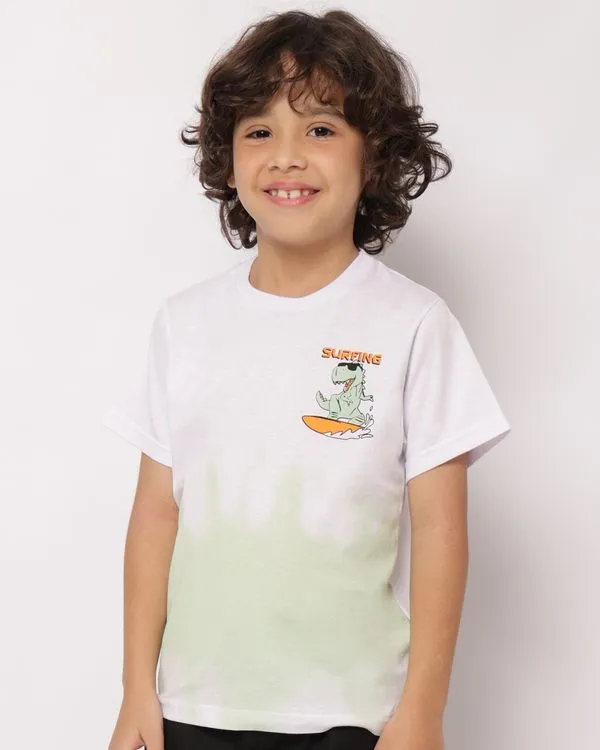 Camiseta Infantil Algodão Degradê Manga Curta Branca 4