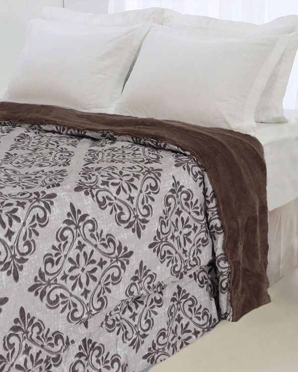Coberdrom Queen Slim Plush Estampado Hedrons Marrom UN