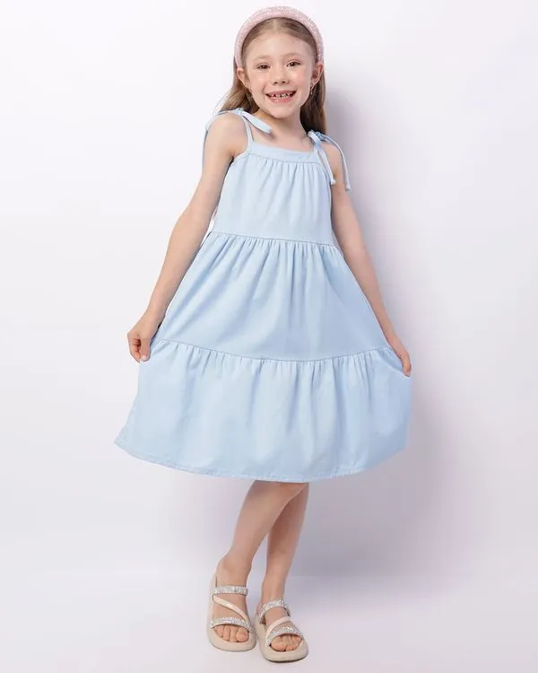 Vestido Infantil Sarja Curto Alcinha Três Marias Azul 8