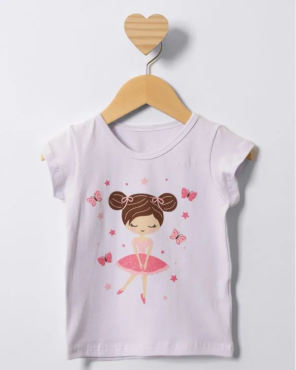 Blusa Bebê Estampada Manga Curta Branca 3