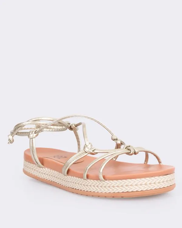 Sandália Rasteira Feminina Espadrille Dourada 37