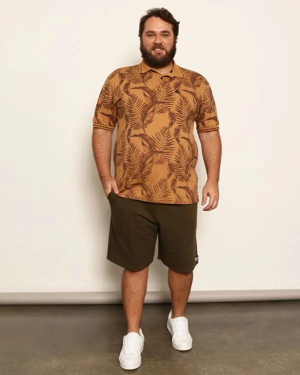 Bermuda Plus Size Masculina Moletinho Reta Com Recortes Verde G3
