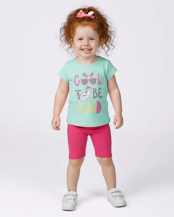 Blusa Bebê Estampa Unicórnio com Glitter Manga Curta Verde 2