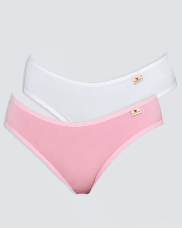 Kit 2 Calcinhas Biquíni Básica Branca Rosa GG