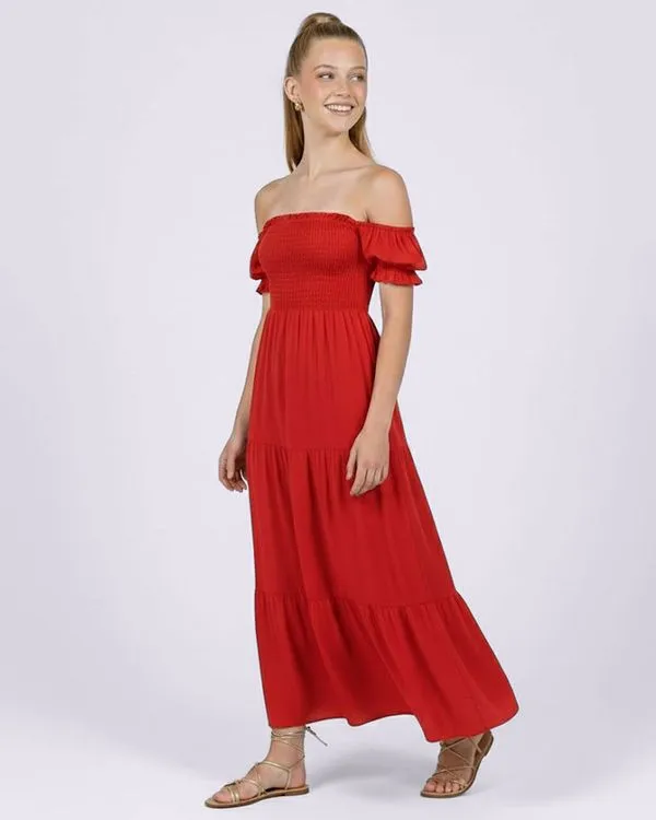 Vestido Juvenil Longo Ciganinha Três Marias com Lastex Vermelho 12