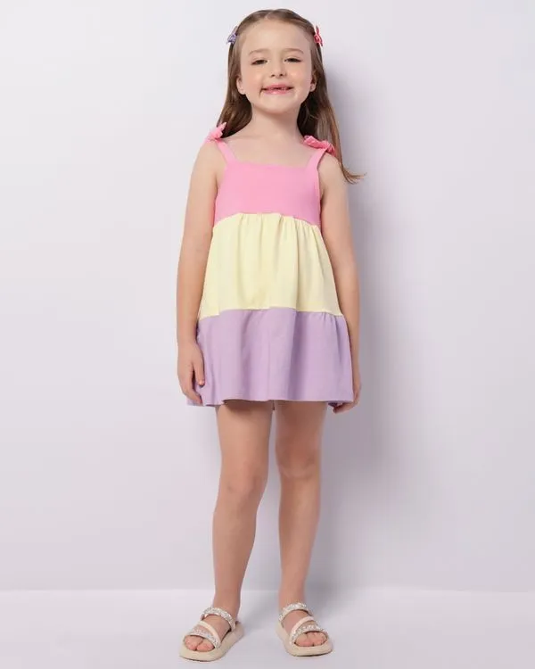 Vestido Infantil Curto Três Marias Com Glitter Rosa 8