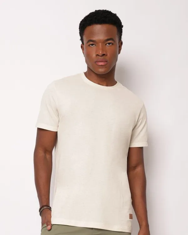 Camiseta Masculina Algodão com Linho Texturizada Off White GG