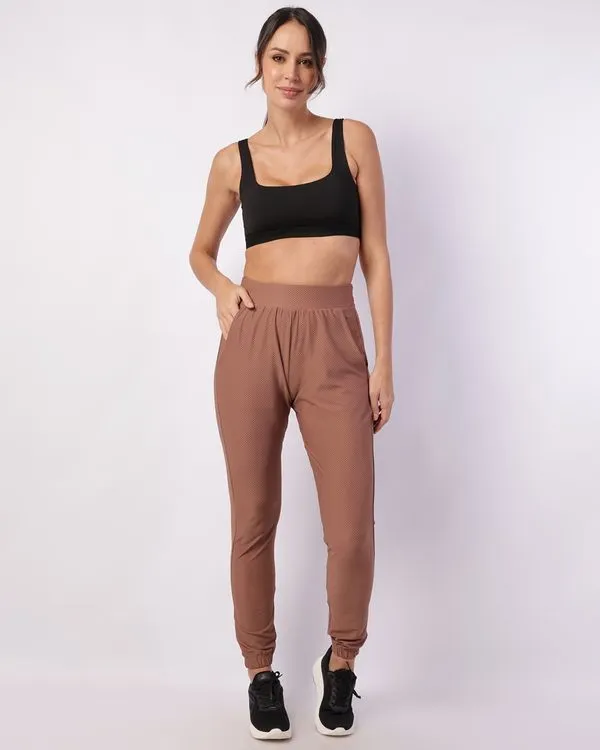 Calça Fitness Feminina Fitter Jogger com Bolsos Marrom P