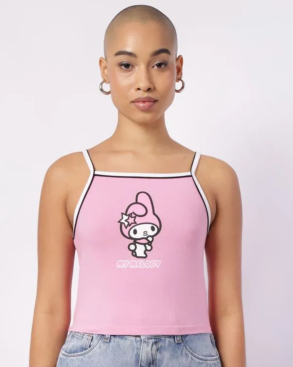 Blusa Feminina Alcinhas Melody com Estampa Rosa P