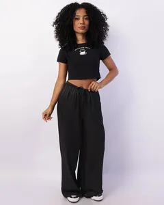 Calça Feminina Pantalona Viscose Acetinada Berry & Co. Preta G