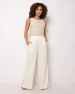 Calça Feminina Pantalona Viscolinho Off White M