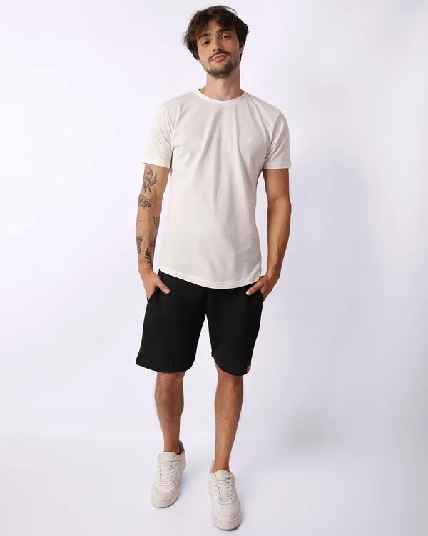 Bermuda Masculina Moletinho Reta Com Elástico Preta P