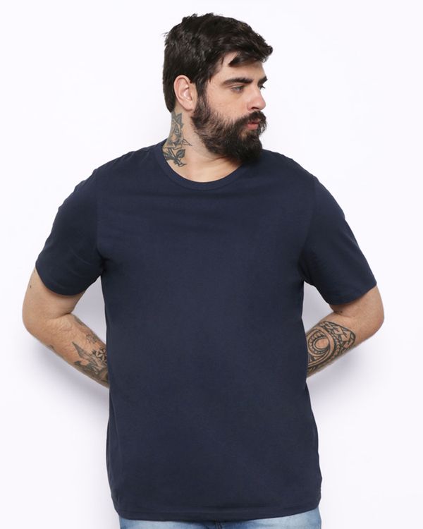 Camiseta Plus Size Masculina Básica Premium Marinho G2