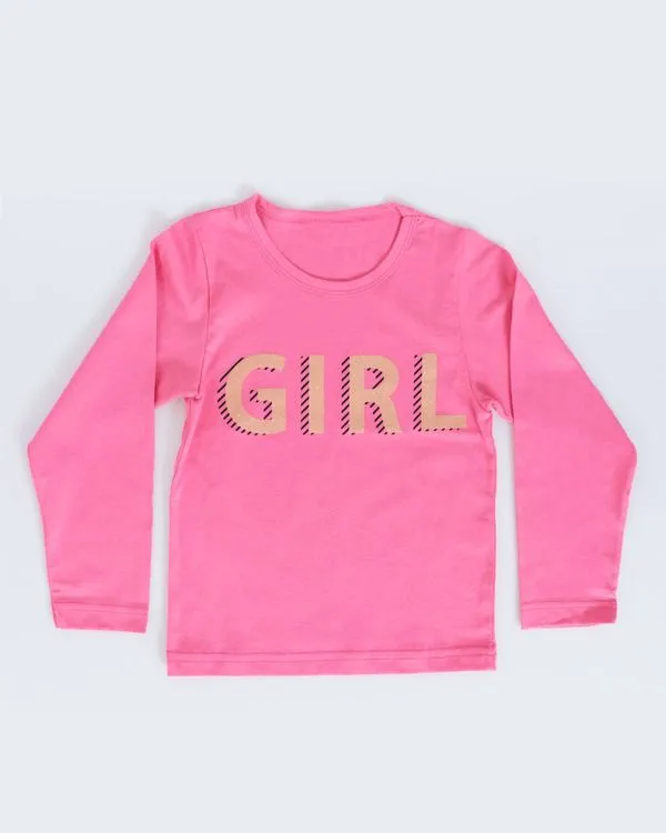 Blusa Bebê Manga Longa Estampa Girl Rosa 2