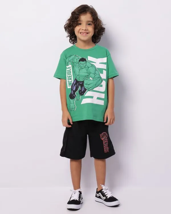 Bermuda Infantil Moletinho Marvel Os Vingadores Recorte Preta 10