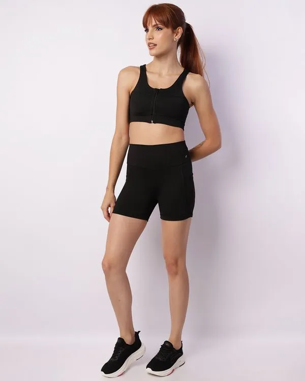 Short Fitness Feminino Fitter Suplex Com Bolsos Preto M
