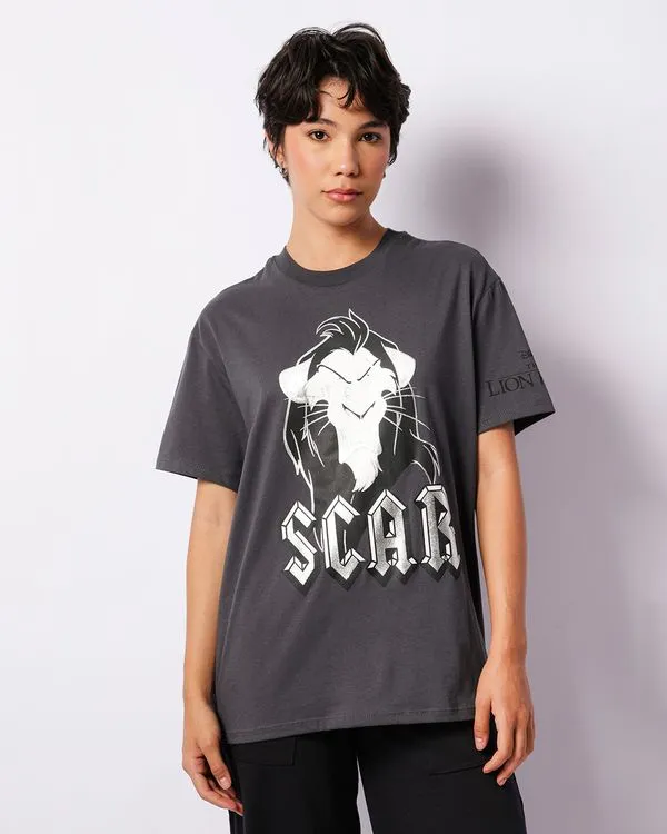 Camiseta Feminina Disney Scar O Rei Leão Manga Curta Cinza P